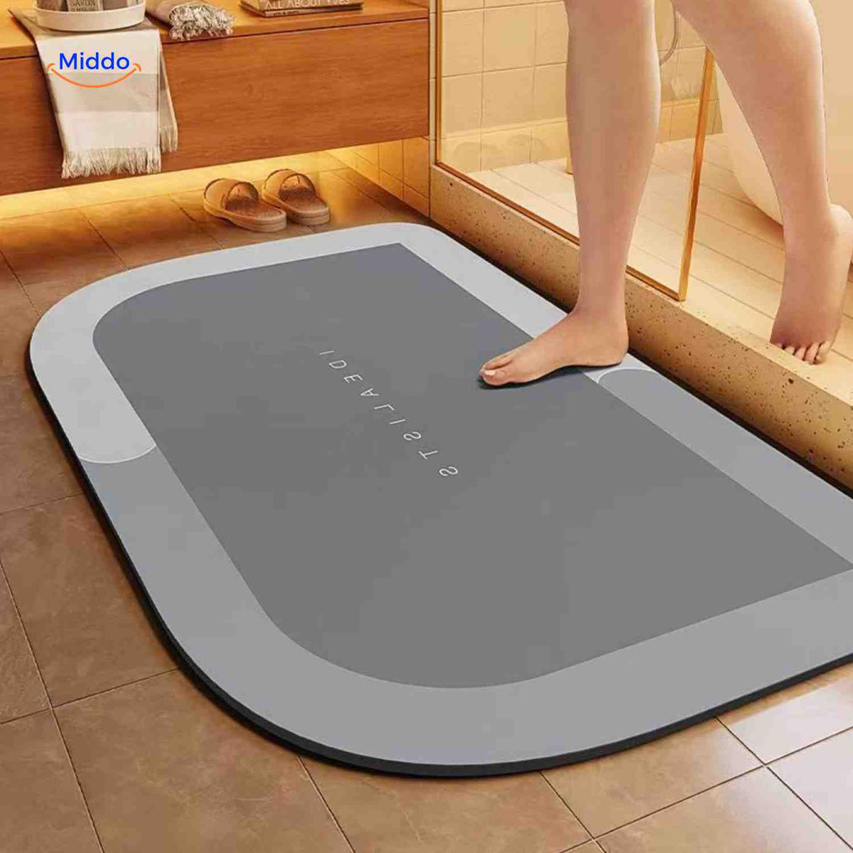 Bath Mat Diatomite Foam Core, Non-Slip Rubber Base | 4 Sizes, 6 Colours, 4 Shapes | Quick-Drying & Water-Absorbent