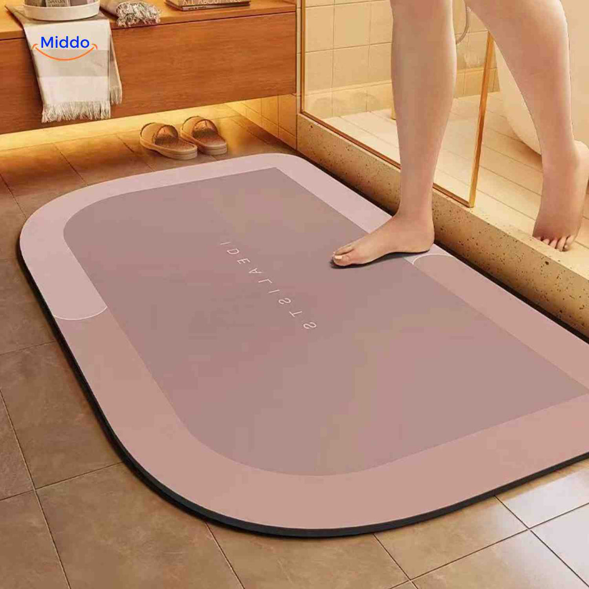 Bath Mat Diatomite Foam Core, Non-Slip Rubber Base | 4 Sizes, 6 Colours, 4 Shapes | Quick-Drying & Water-Absorbent