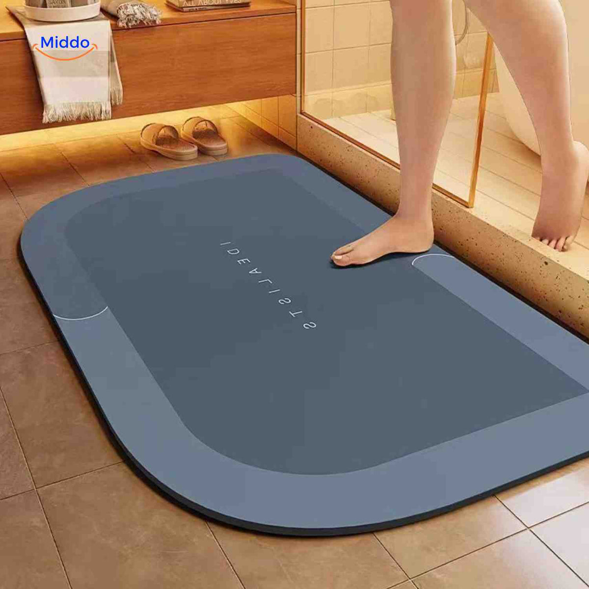 Bath Mat Diatomite Foam Core, Non-Slip Rubber Base | 4 Sizes, 6 Colours, 4 Shapes | Quick-Drying & Water-Absorbent