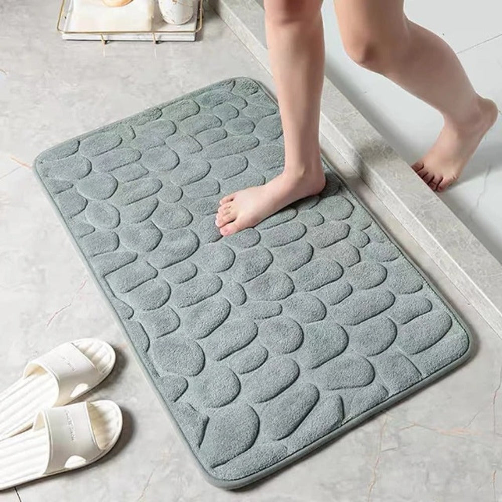 Bathroom Floor Mat | Embossed Pebble Surface, Soft Pile