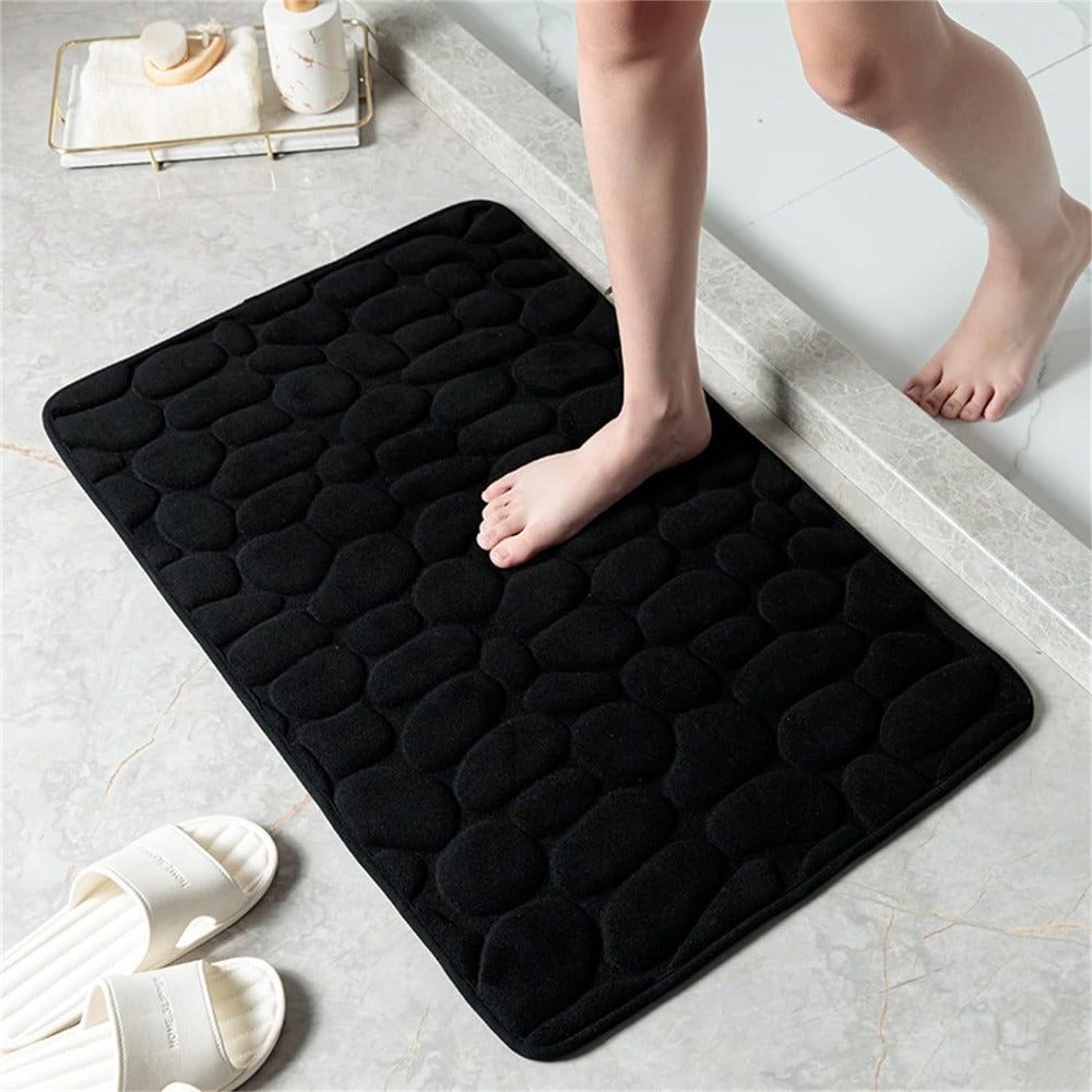 Bathroom Floor Mat | Embossed Pebble Surface, Soft Pile