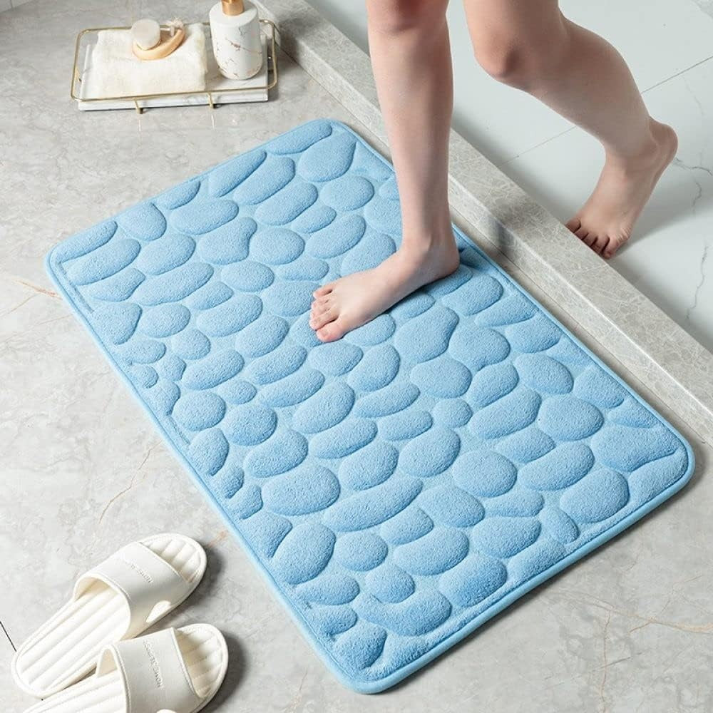 Bathroom Floor Mat | Embossed Pebble Surface, Soft Pile