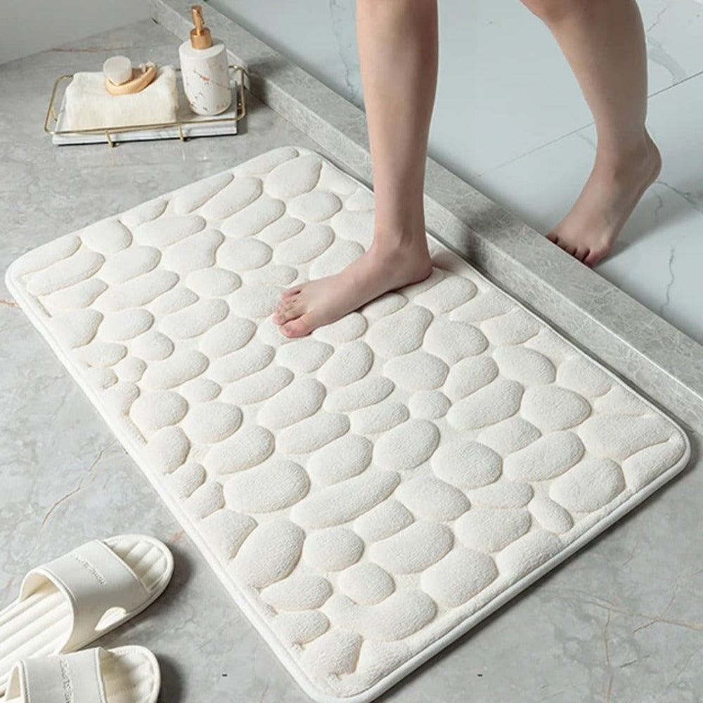 Bathroom Floor Mat | Embossed Pebble Surface, Soft Pile