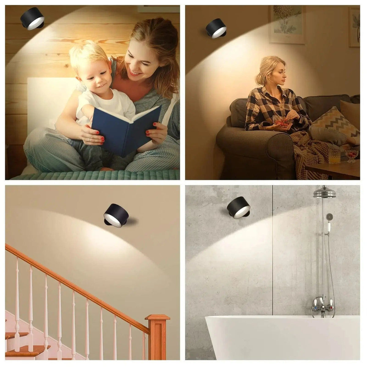 Battery Operated Wall Light ABS | Rechargeable 360° Adjustable with Touch or Remote Control | Wireless Modern Lighting