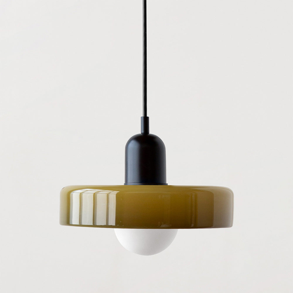 Bauhaus style glass pendant light with ring shade 15