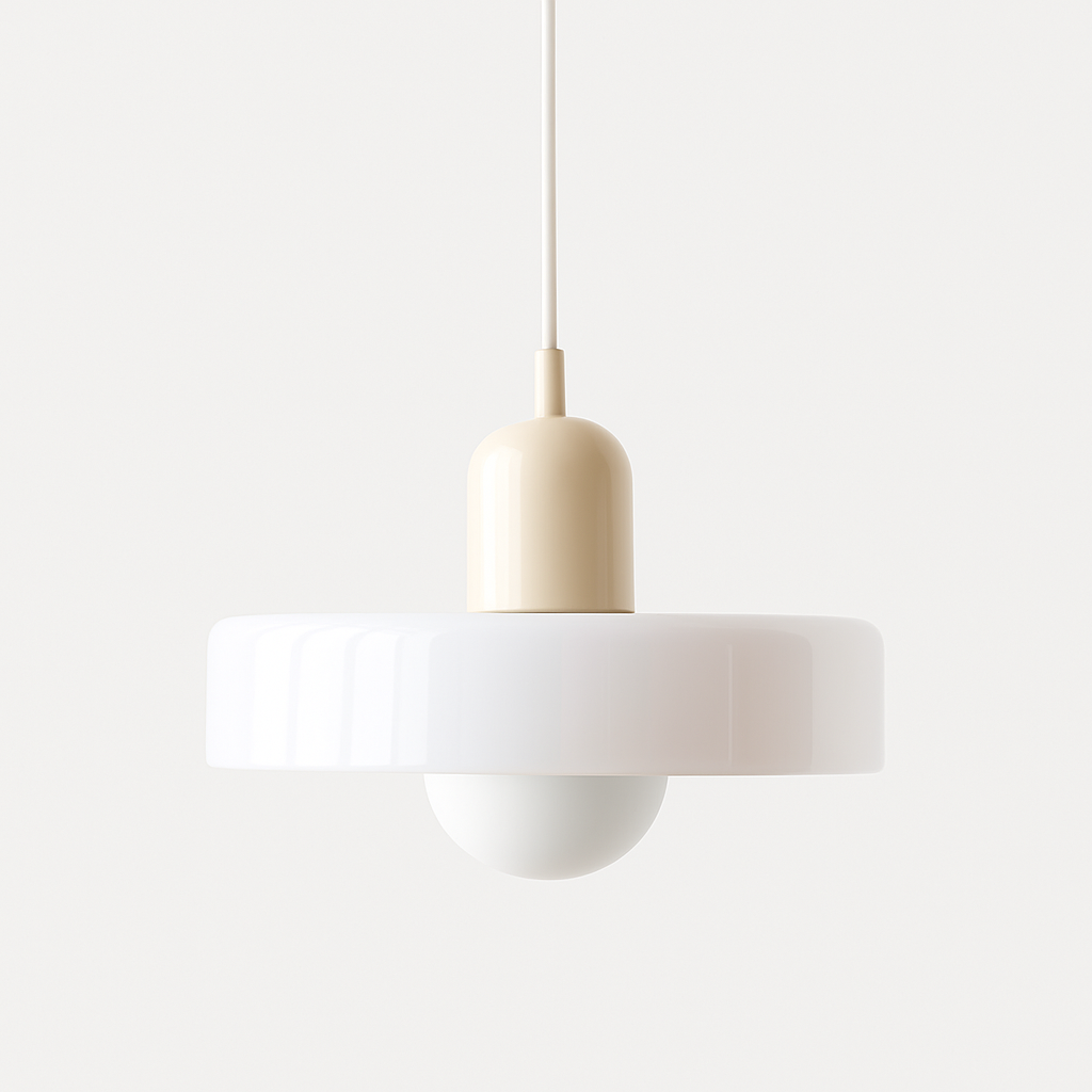 Bauhaus style glass pendant light with ring shade 17