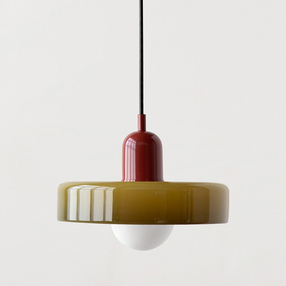 Bauhaus style glass pendant light with ring shade 20