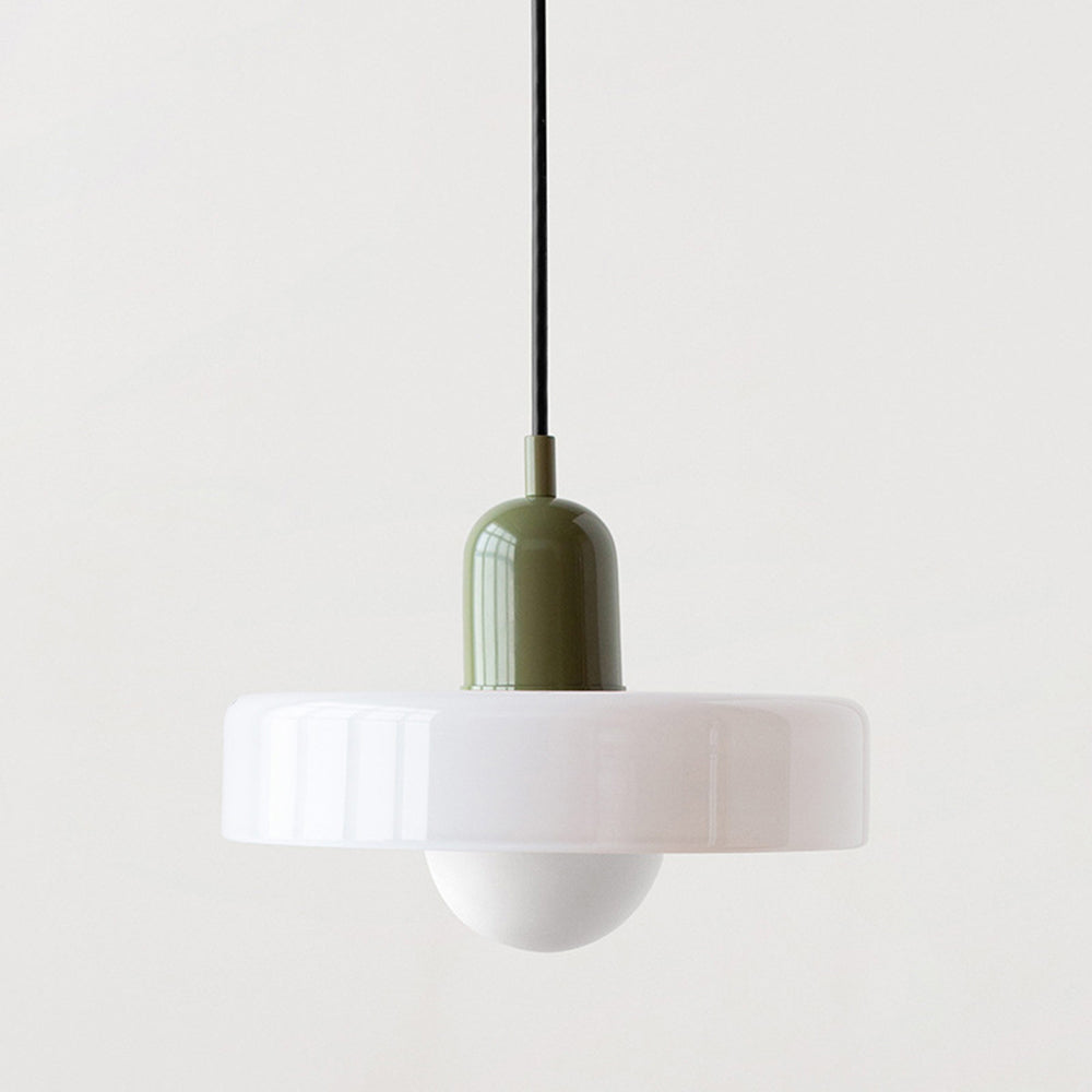 Bauhaus style glass pendant light with ring shade 21