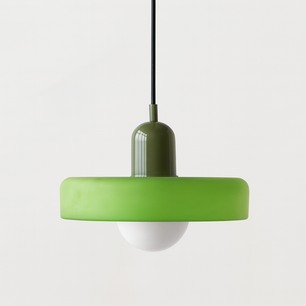 Bauhaus style glass pendant light with ring shade 22