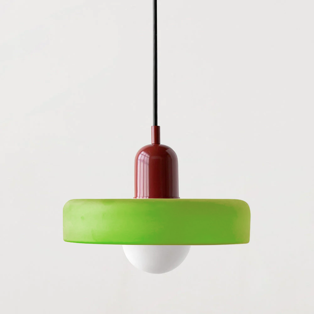 Bauhaus style glass pendant light with ring shade 28