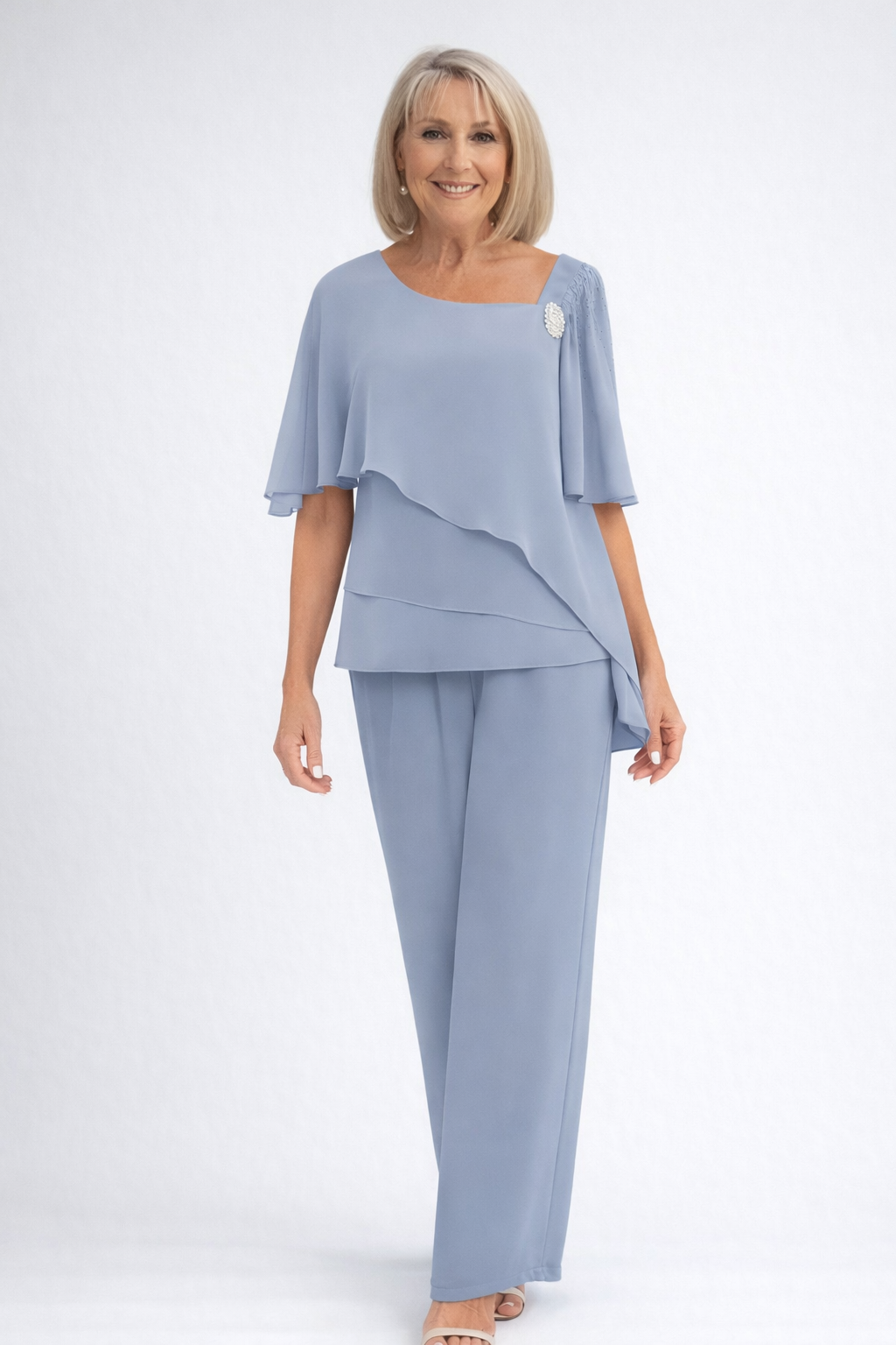 Beatrice | Women's Set - Navy Two-Piece Overlay with Layered Top