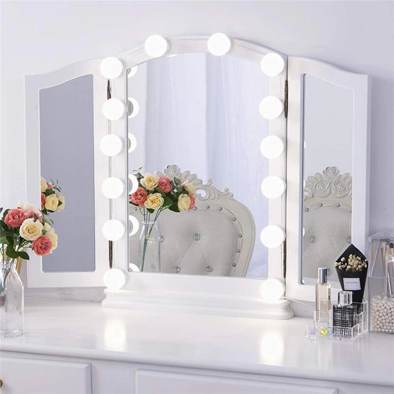 LED Mirror Lights, 4 to 14 Bulbs | Dimmable, 3 Colour Modes | USB Powered, Stick-On Fit, Memory Recall Function 1
