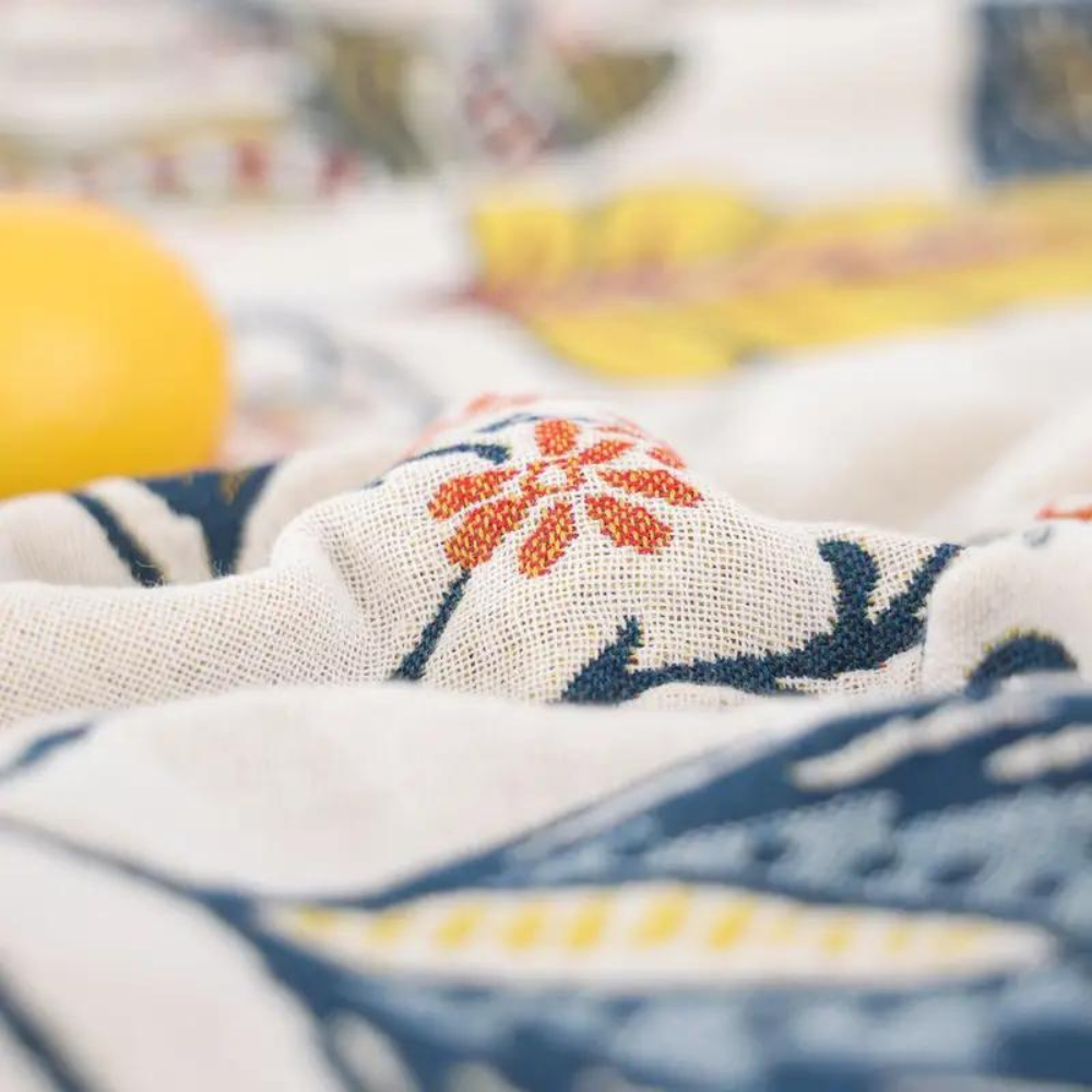 Floral Throw Blanket Cotton 200 x 230cm | Double-Sided Reversible Pattern | Decorative Tassel Trim for Bed & Sofa 5