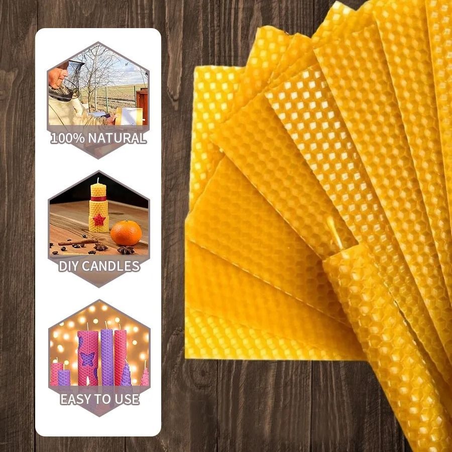 Beeswax Candles Set of 10 | Unscented Handmade Pure Wax | Clean Even Burn for Long-Lasting Ambient Glow at Home