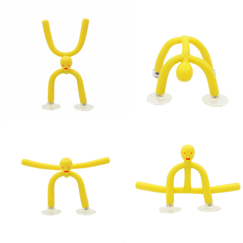 Bendable Figure Toy TPE | Suction Cup & Magnet Base | Flexible Phone, Pen & Jewellery Holder for Any Desk or Workspace