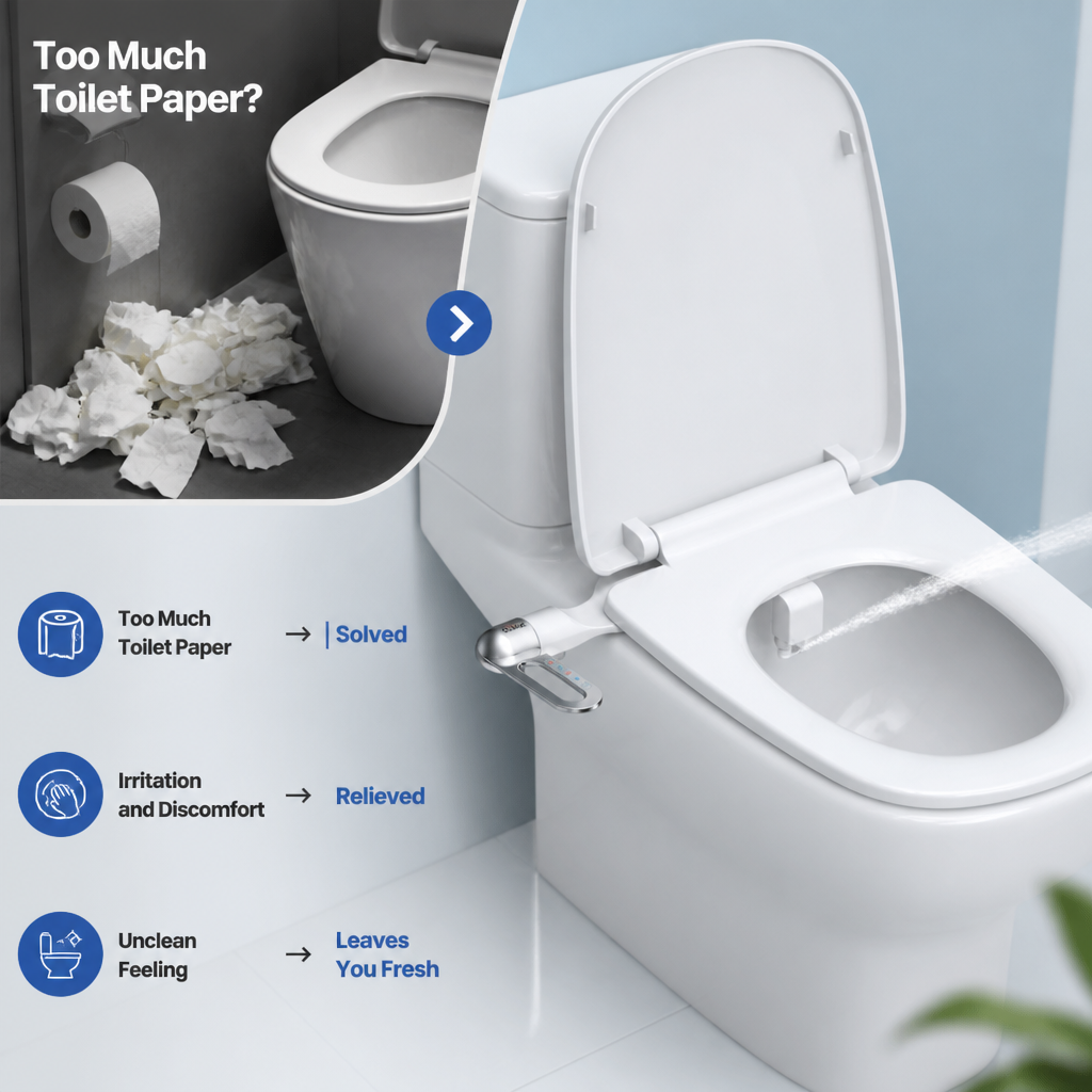 Bidet Attachment Stainless Steel | Dual Self-Cleaning Nozzles with Adjustable Pressure | Tool-Free Toilet Installation