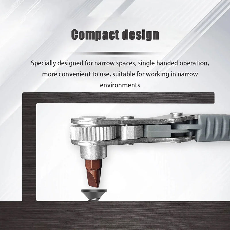 Bidirectional Ratchet Screwdriver Set CRV Steel | 4 Hex Bits Stored in Handle | Compact Reversible Design for Tight Spaces