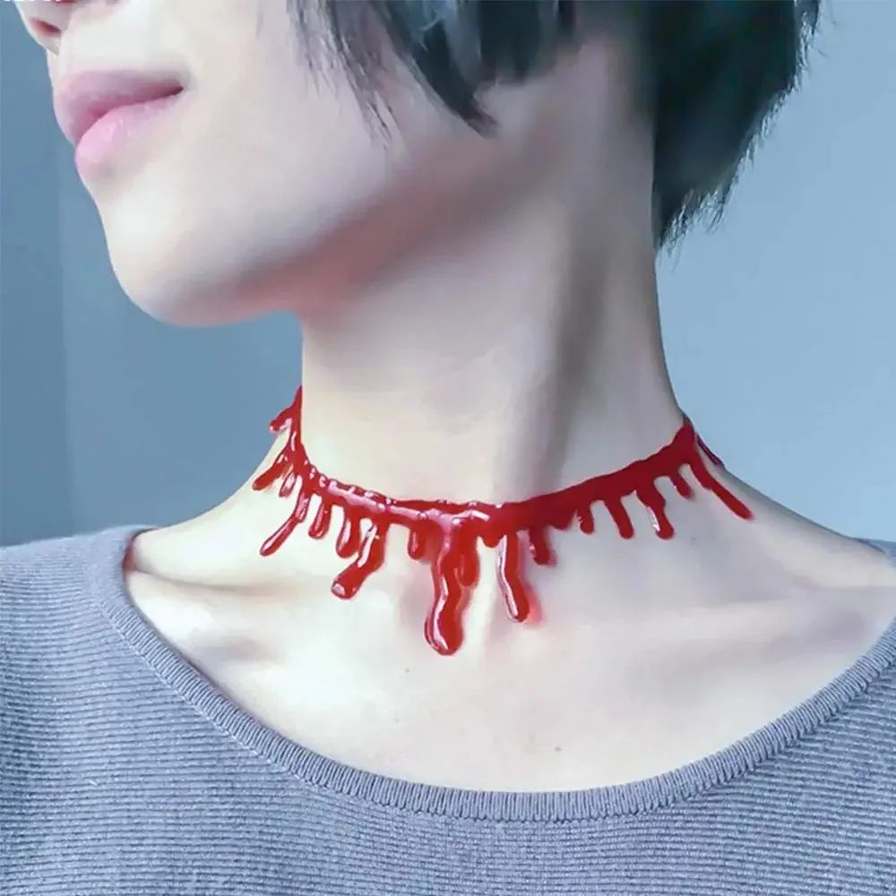 Blood Drip Choker Necklace Halloween | Dripping Blood Design Vampire Costume Accessory | Lightweight Comfortable Wear