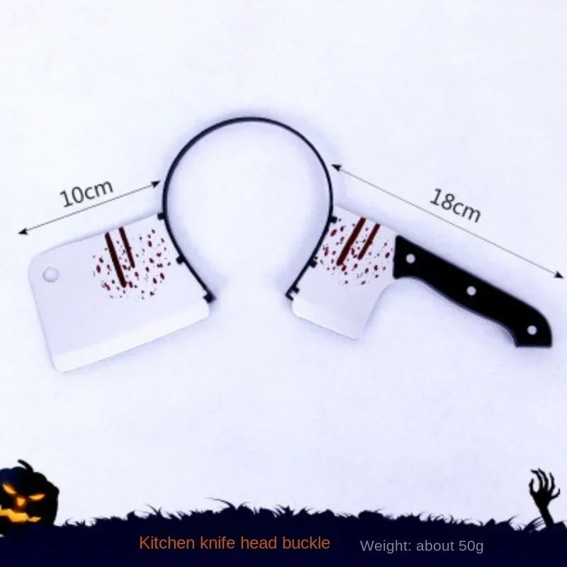 Bloody Weapon Headband Halloween Prop | Head-Through Optical Illusion Design | Lightweight Reusable Costume Accessory