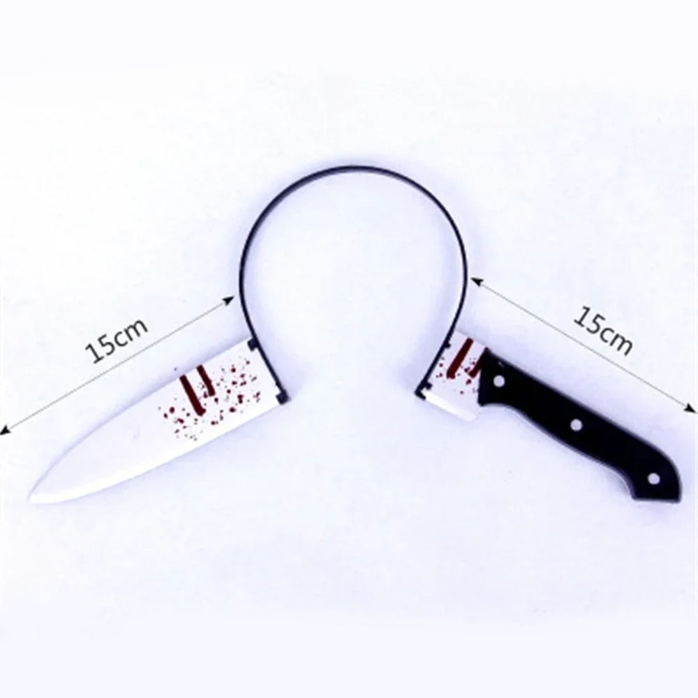 Bloody Weapon Headband Halloween Prop | Head-Through Optical Illusion Design | Lightweight Reusable Costume Accessory