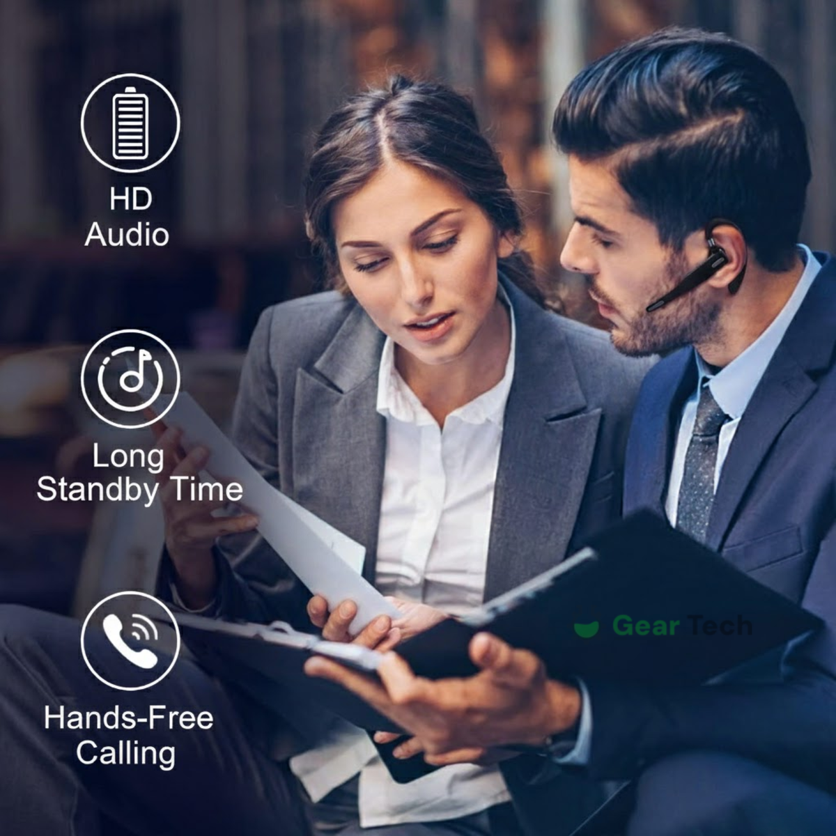 Bluetooth 5.1 Noise Cancelling Headset | Dual Mic CVC8.0 & IPX7 Waterproof | 25-Hour Talk Time Hands-Free Calling