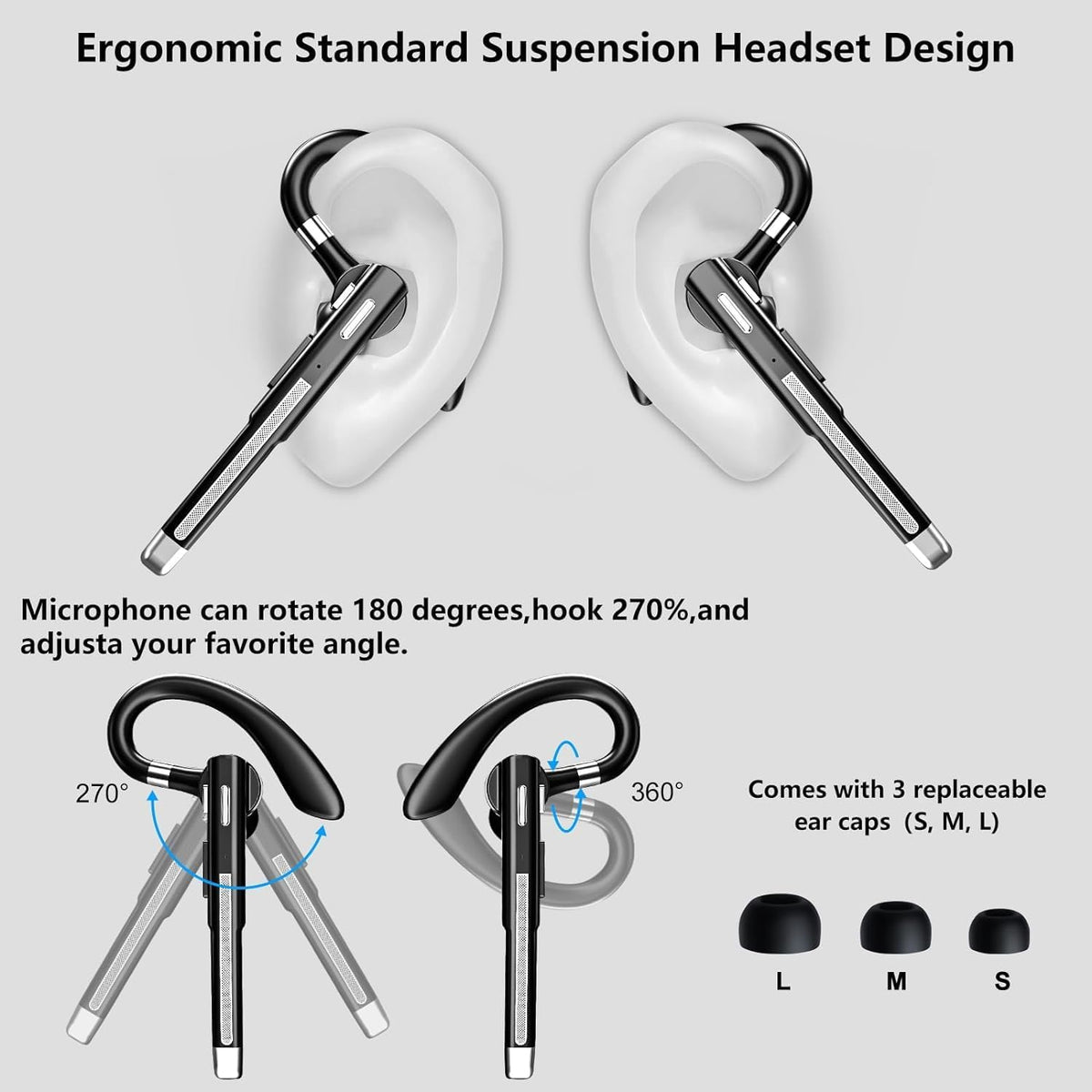 Bluetooth 5.1 Noise Cancelling Headset | Dual Mic CVC8.0 & IPX7 Waterproof | 25-Hour Talk Time Hands-Free Calling