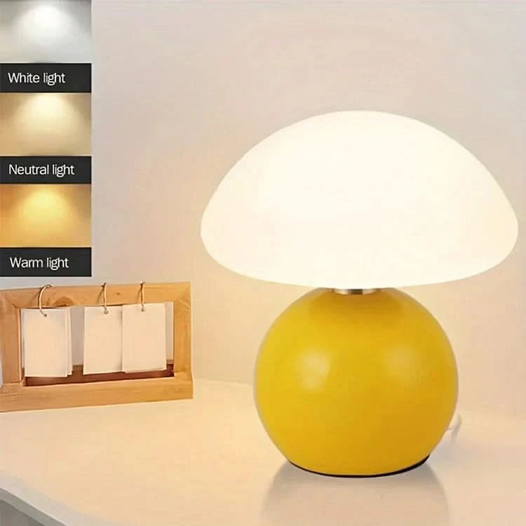 BlushCloud | Ceramic LED Table Lamp – Mushroom Design With Adjustable Color Modes