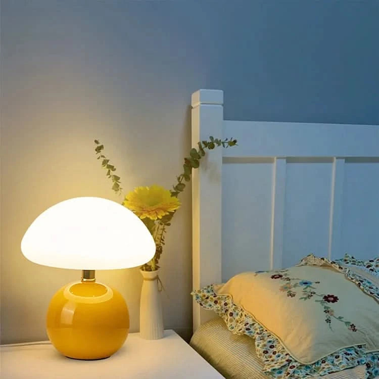 BlushCloud | Ceramic LED Table Lamp – Mushroom Design With Adjustable Color Modes