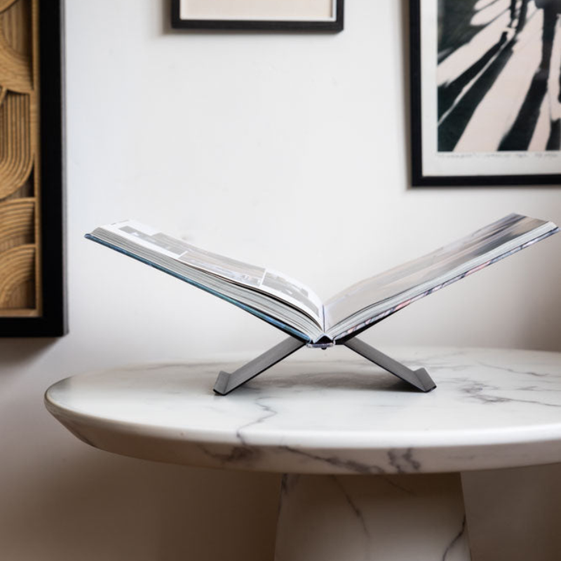 Book Stand | Crossed Open Frame With A Wide Page Cradle