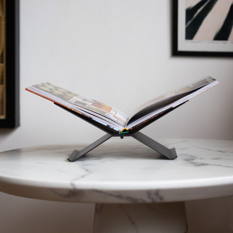 Book Stand | Crossed Open Frame With A Wide Page Cradle