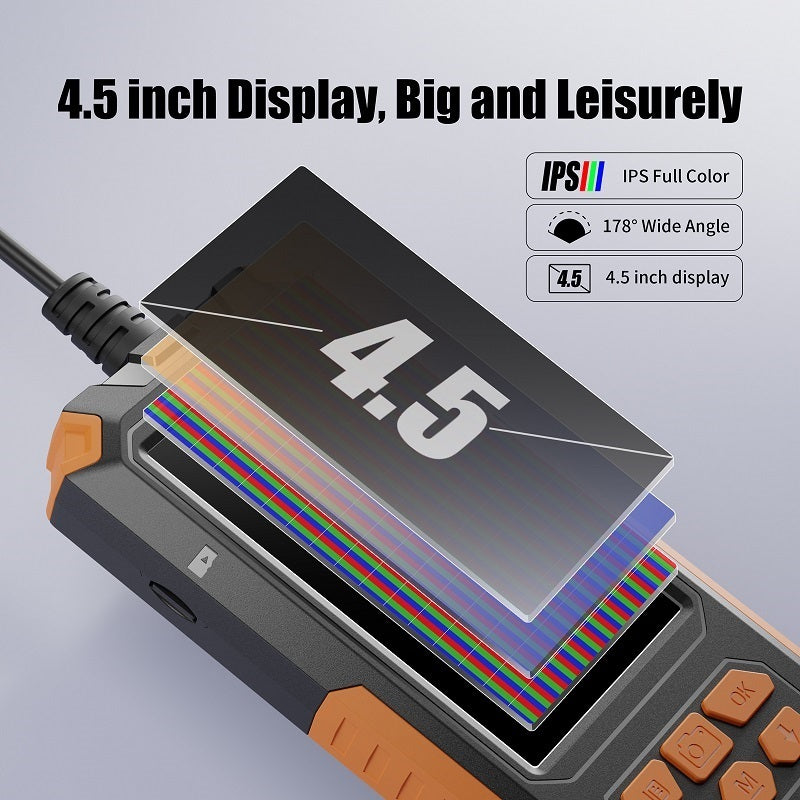 Borescope Endoscope Inspection Camera | Triple Lens 1080p HD with 4.5 Inch Screen | IP68 Waterproof, 2600mAh Battery
