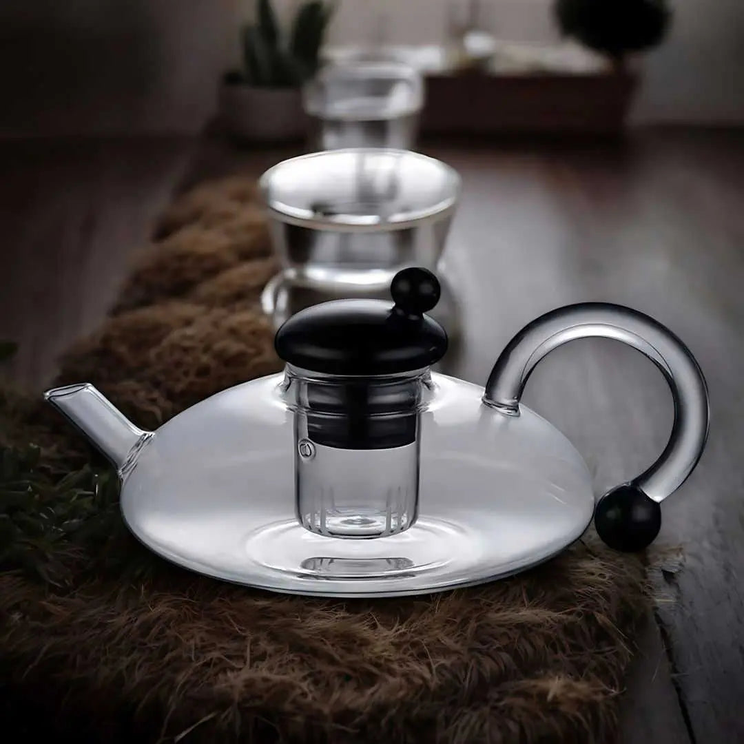 Borosilicate Glass Teapot Set | Semi-Automatic Mesh Filtration | Heat-Resistant, Eco-Friendly Tea Brewing for Stovetop & Microwave