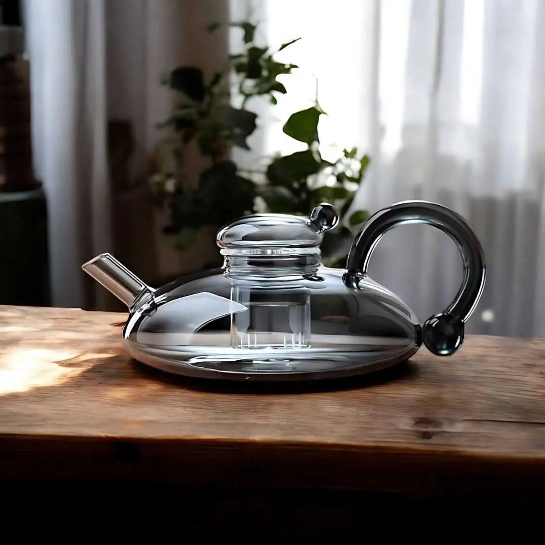 Borosilicate Glass Teapot Set | Semi-Automatic Mesh Filtration | Heat-Resistant, Eco-Friendly Tea Brewing for Stovetop & Microwave