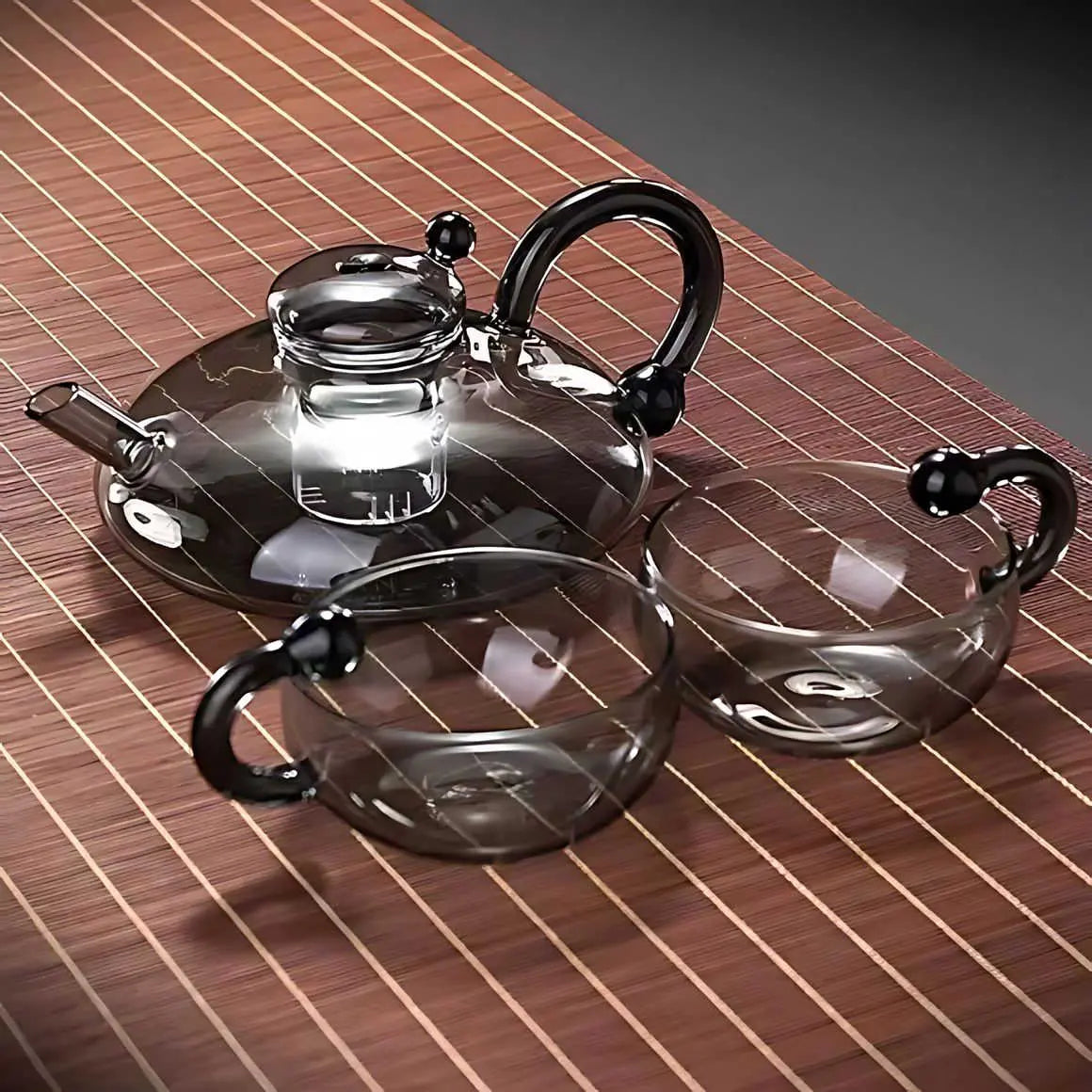 Borosilicate Glass Teapot Set | Semi-Automatic Mesh Filtration | Heat-Resistant, Eco-Friendly Tea Brewing for Stovetop & Microwave