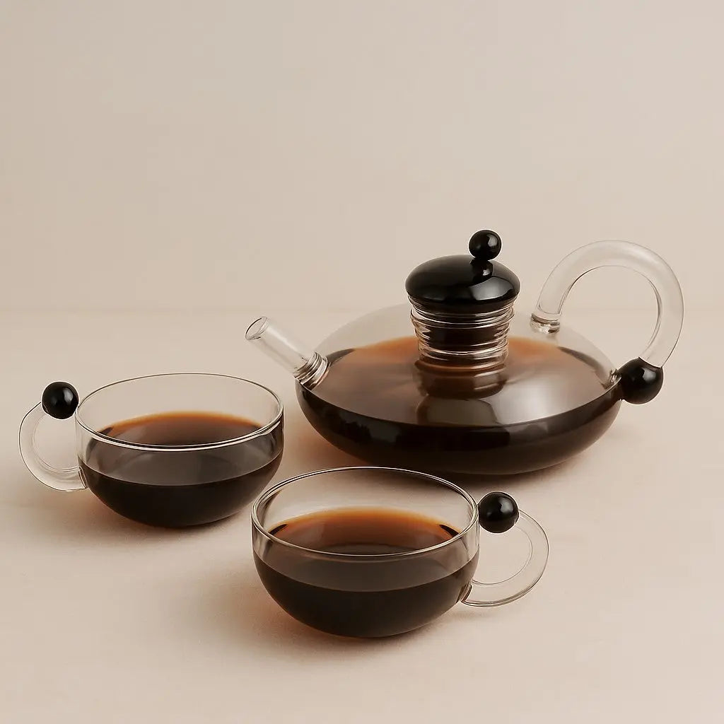 Borosilicate Glass Teapot Set | Semi-Automatic Mesh Filtration | Heat-Resistant, Eco-Friendly Tea Brewing for Stovetop & Microwave