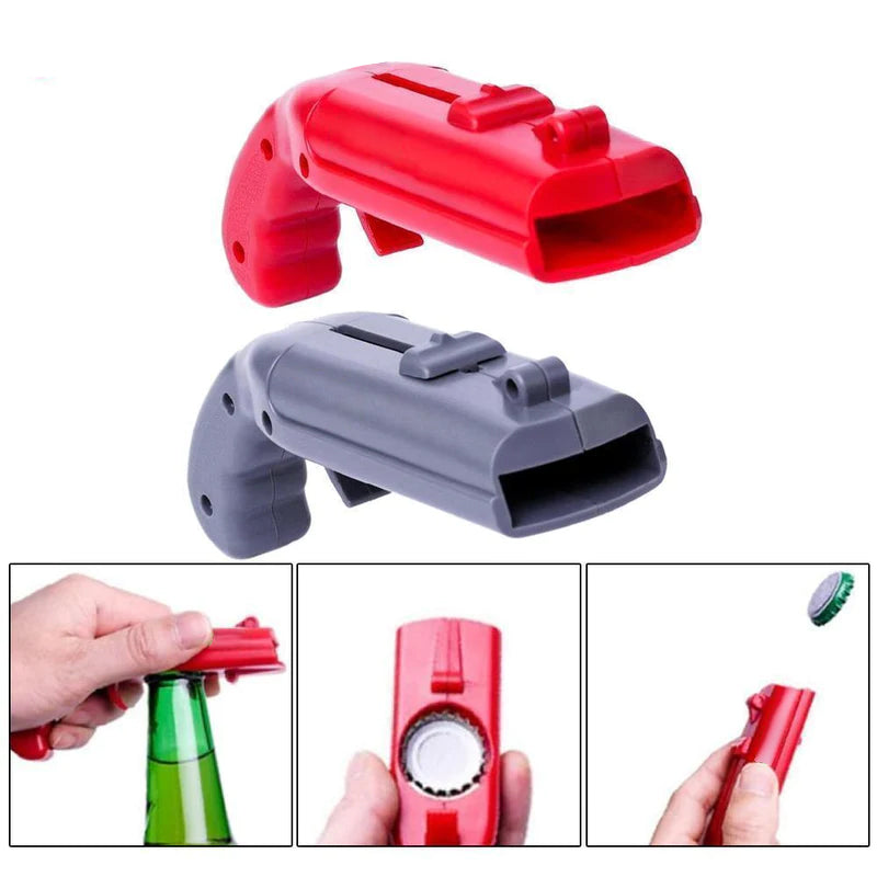 Bottle Cap Shooter Bottle Opener | Magnetic Cap Hold & Launch Mechanism | Fun Pull-Trigger Bottle Opening Tool