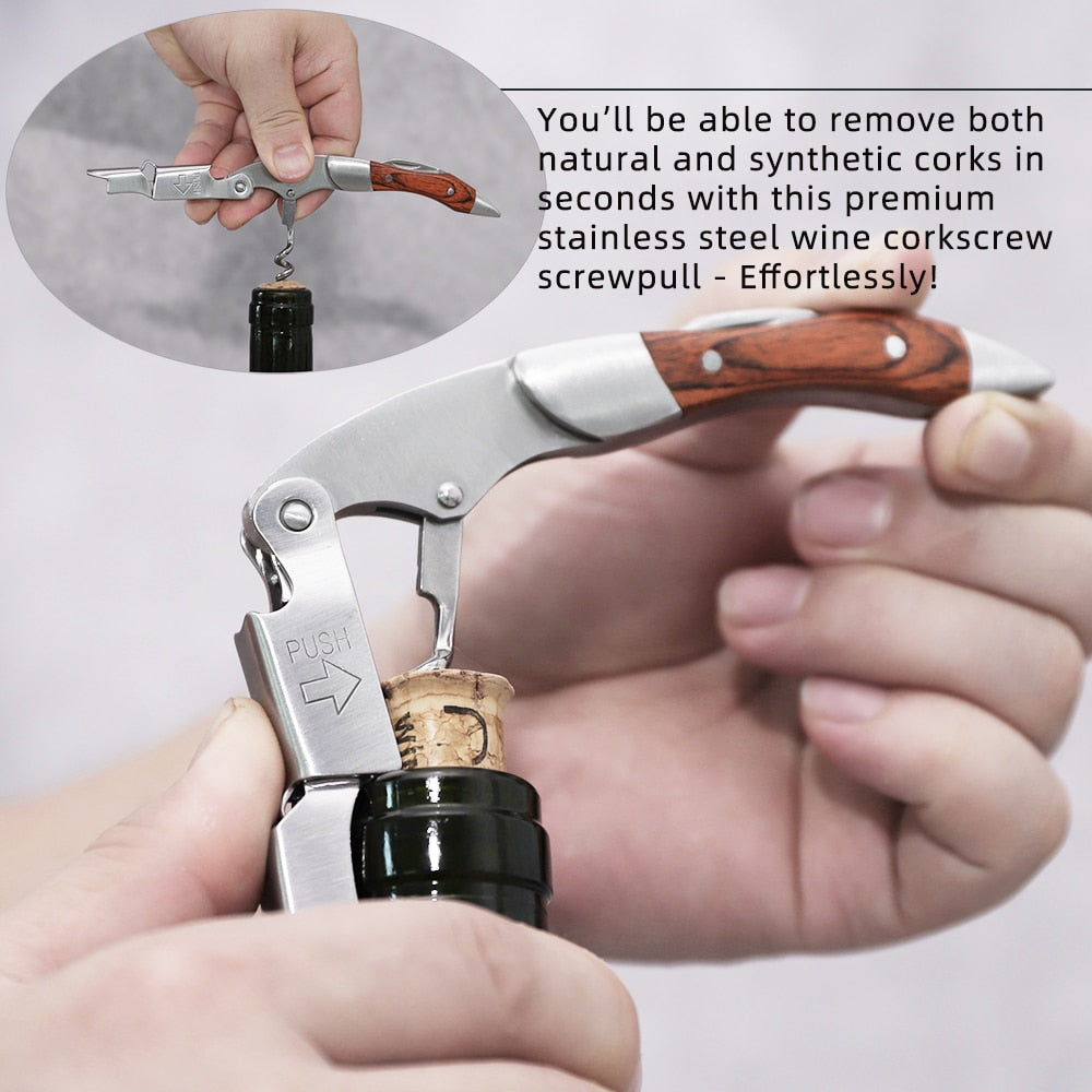 Bottle Opener and Foil Cutter | Two-Step Lever, Tail Blade