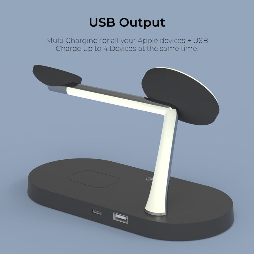 4-in-1 Wireless Charging Station | 15W Fast Charging for Phone, Watch & Earbuds | Magnetic Alignment with Touch LED Base 12