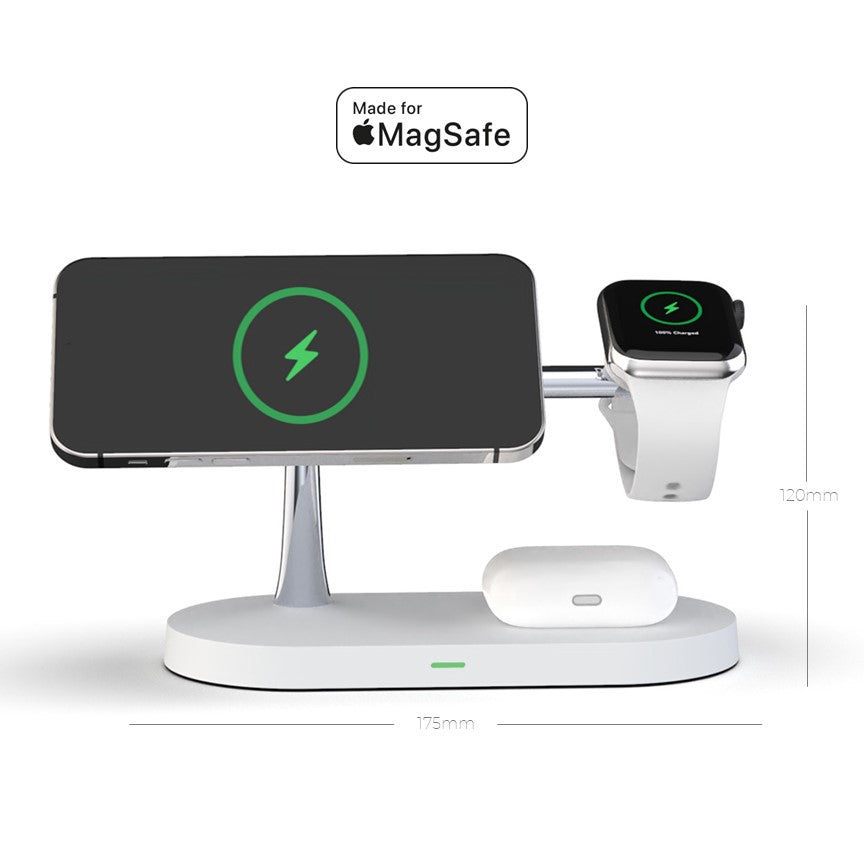 4-in-1 Wireless Charging Station | 15W Fast Charging for Phone, Watch & Earbuds | Magnetic Alignment with Touch LED Base 11