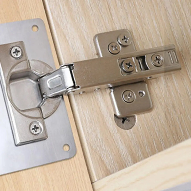 Cabinet Door Hinge Set Stainless Steel | Soft-Close Damper Mechanism | Quiet Closing for Folding Cabinet Doors with Fixing Plates