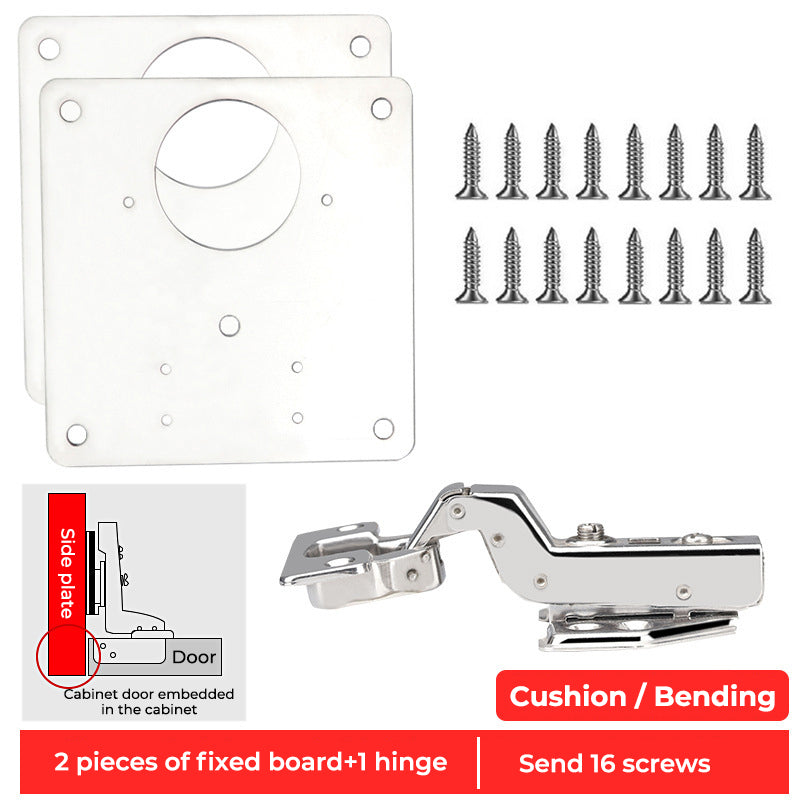 Cabinet Door Hinge Set Stainless Steel | Soft-Close Damper Mechanism | Quiet Closing for Folding Cabinet Doors with Fixing Plates