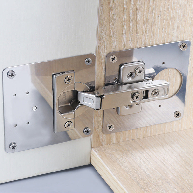 Cabinet Door Hinge Set Stainless Steel | Soft-Close Damper Mechanism | Quiet Closing for Folding Cabinet Doors with Fixing Plates