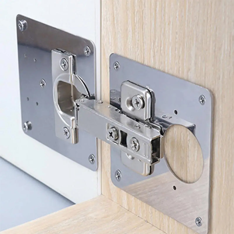 Cabinet Door Hinge Set Stainless Steel | Soft-Close Damper Mechanism | Quiet Closing for Folding Cabinet Doors with Fixing Plates