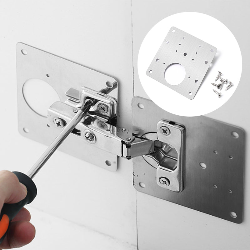 Cabinet Door Hinge Set Stainless Steel | Soft-Close Damper Mechanism | Quiet Closing for Folding Cabinet Doors with Fixing Plates