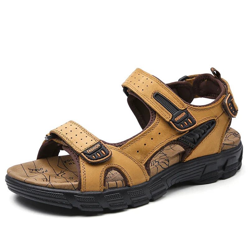 Calvin | Men's Sandals with Ergonomic Leather Design - Adjustable Velcro Fit