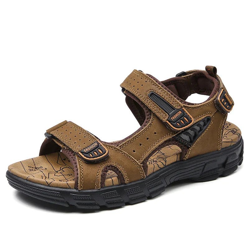 Calvin | Men's Sandals with Ergonomic Leather Design - Adjustable Velcro Fit