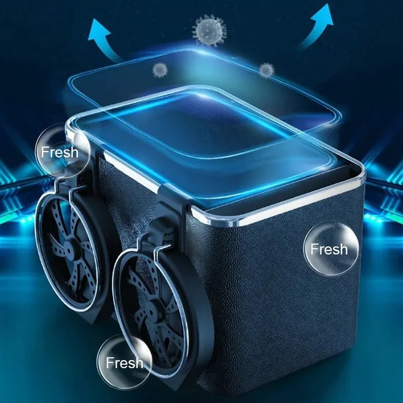 Car Armrest Storage Box ABS Plastic | Secure Strap Fit | Organises Phones, Keys, Drinks, Tissues & Essentials in Your Car
