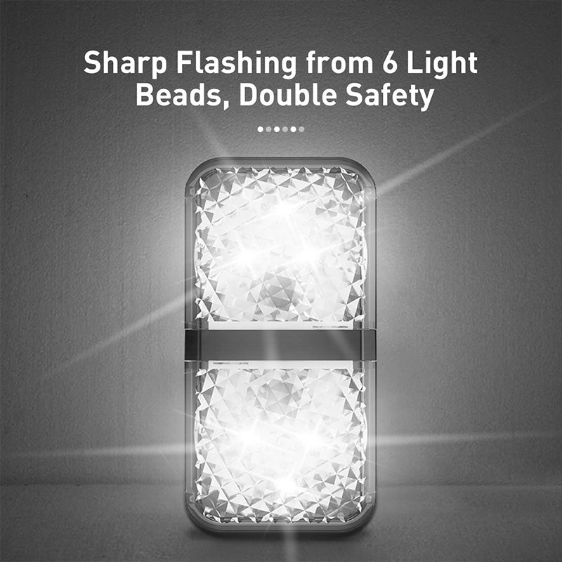 Car Door Opening Warning Light (2 Pack) | Induction Switch with 6 LED Beads | Built-In Battery, 3M Adhesive Install