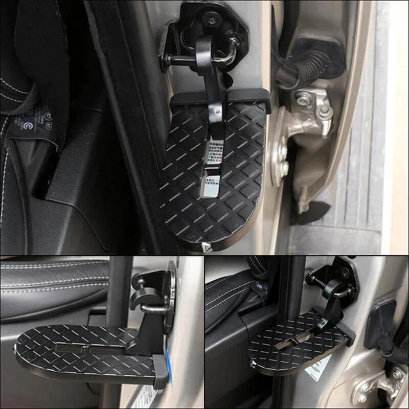 Car Door Step Aluminium Alloy | Folding Design with Built-In Safety Hammer | Supports Up to 510 Pounds for Rooftop Access