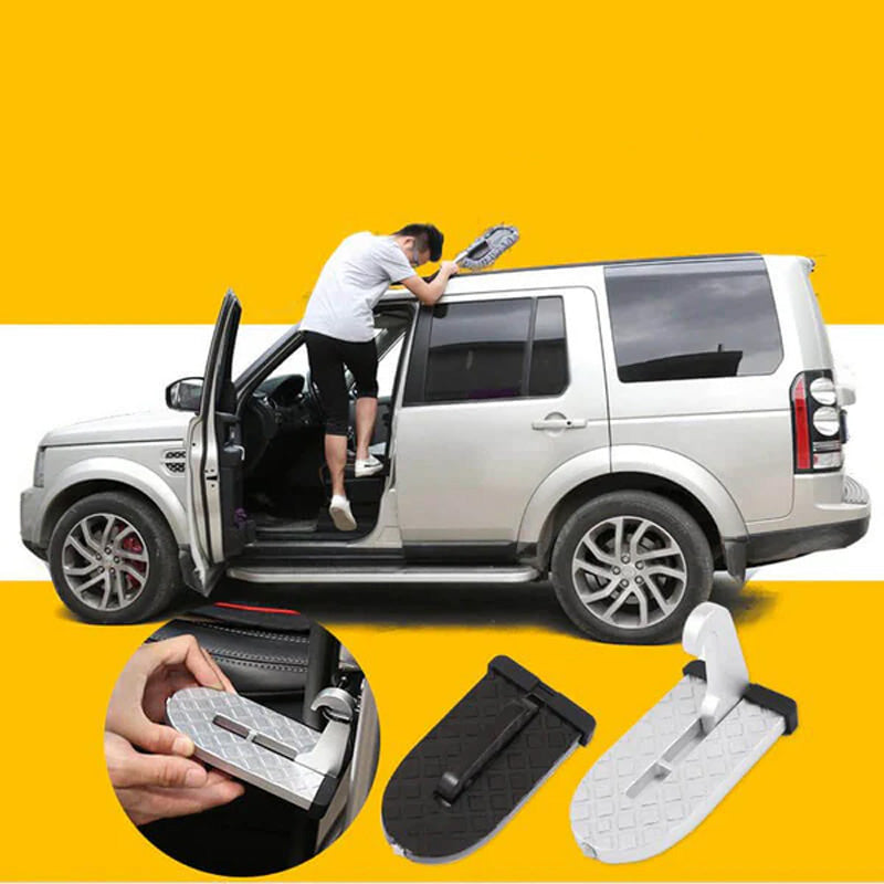 Car Door Step Aluminium Alloy | Folding Design with Built-In Safety Hammer | Supports Up to 510 Pounds for Rooftop Access